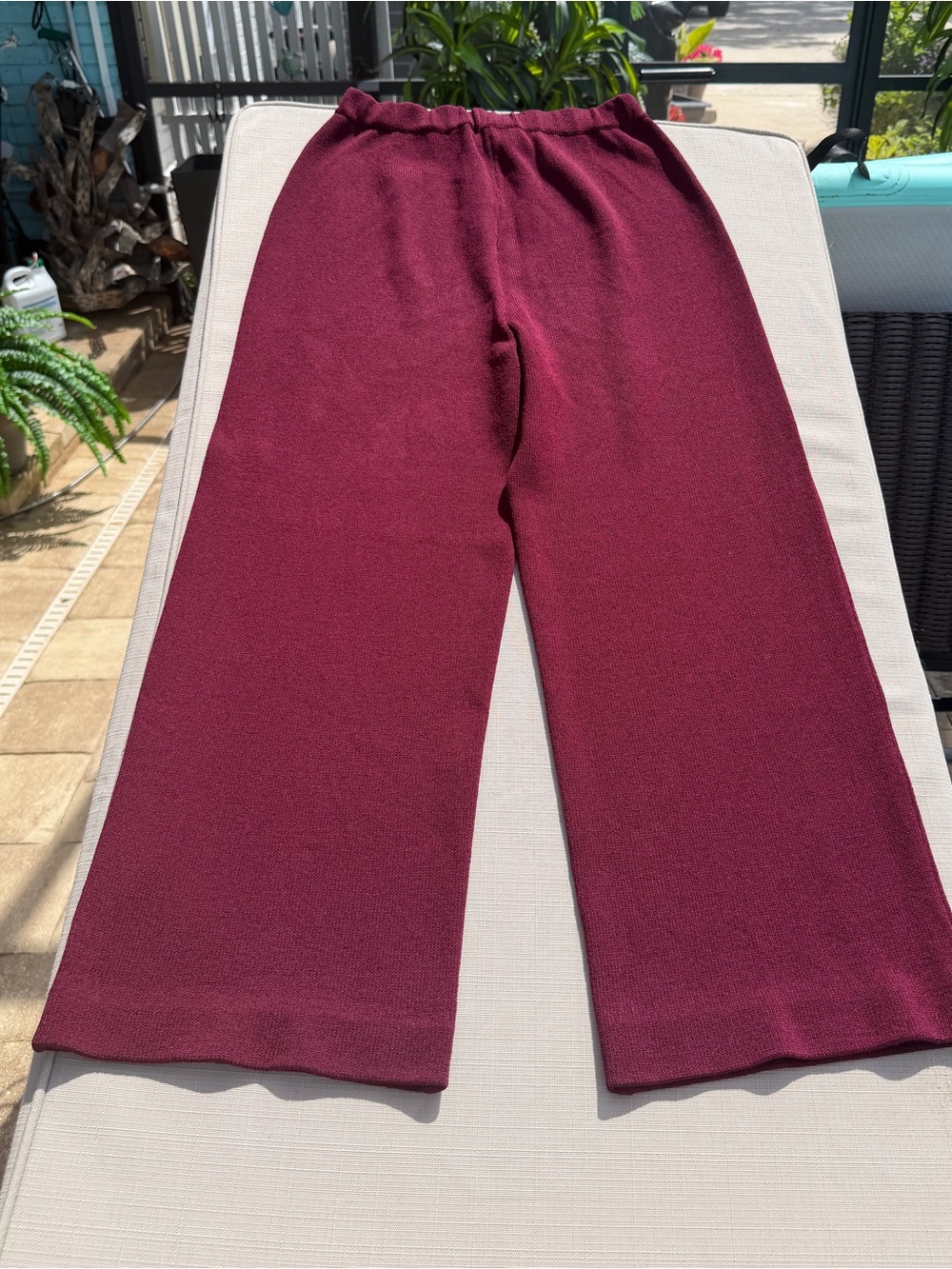 St. John Burgundy Maroon Wide-Leg Santana Knit Pants